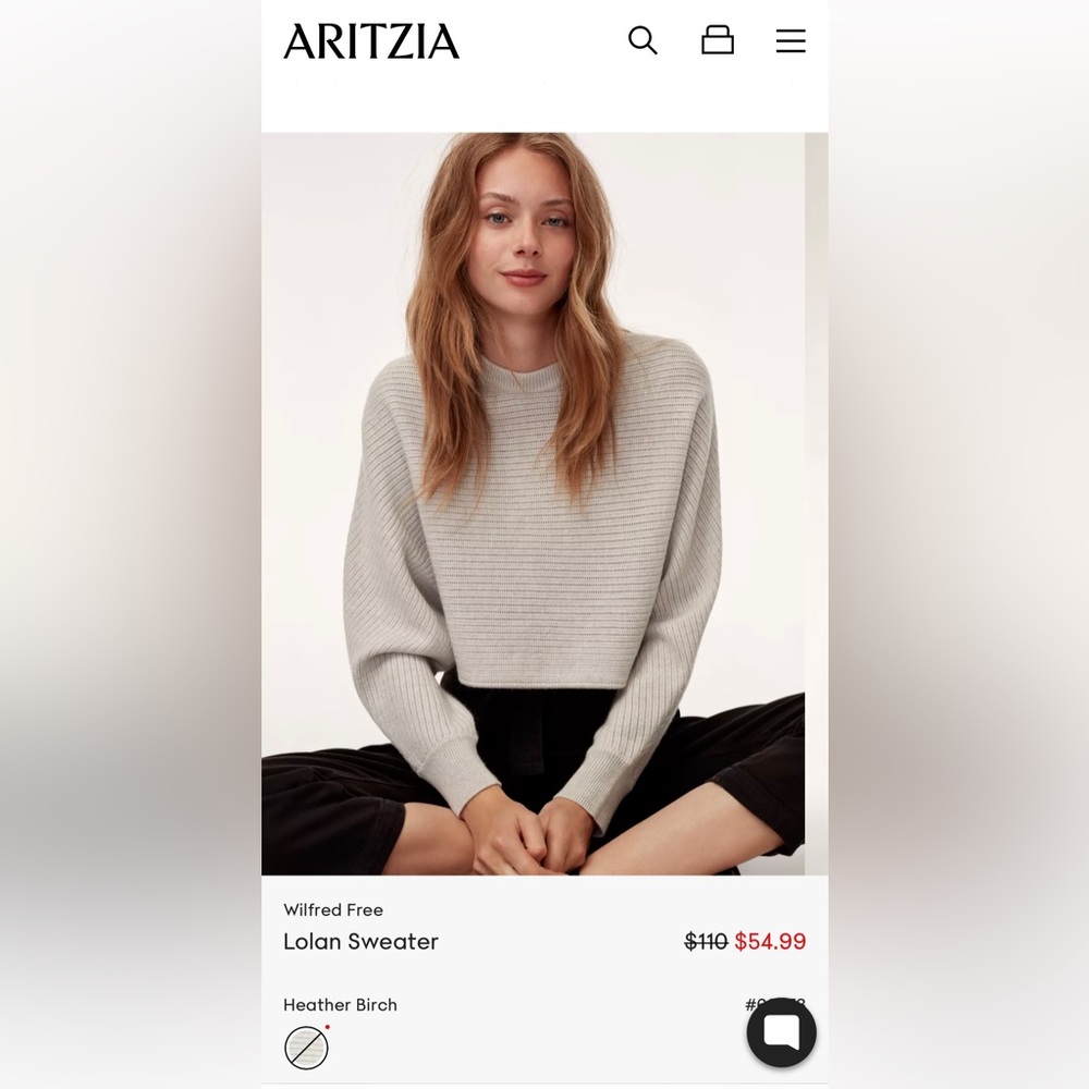 Aritzia Lolan cropped sweater XS